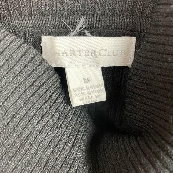 Charter Club Black Cable Knit Turtleneck Sweater Size M EUC - Picture 6 of 6